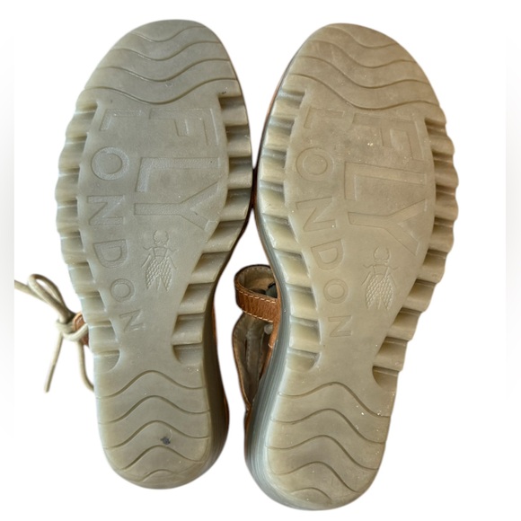 Fly London Gold Wedge Sandals with Lace-Up Design Women’s Size 7.5/8 EU 38 - Picture 7 of 8